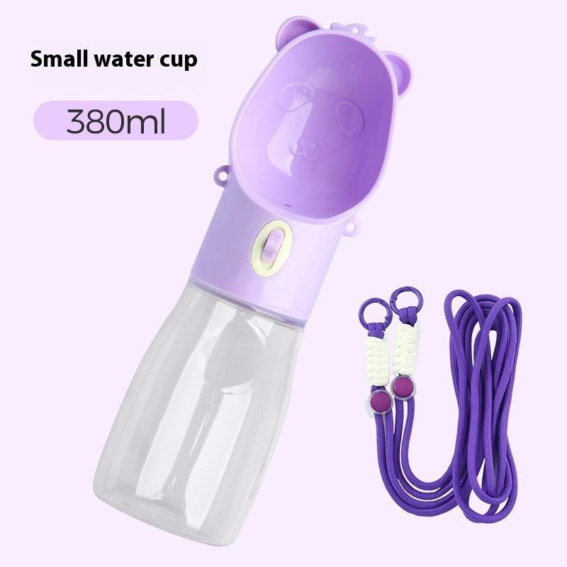 Bouteille d'eau portable pour chien compartiment gourmandise