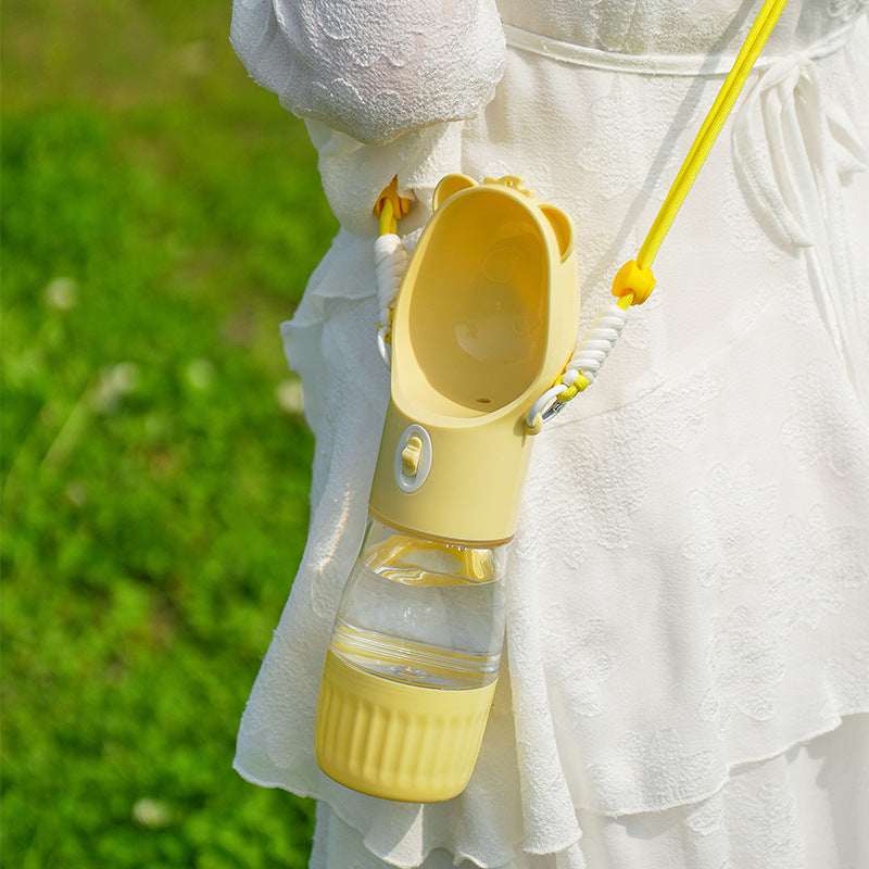 Bouteille d'eau portable pour chien compartiment gourmandise