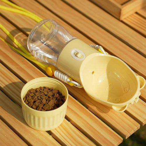 Bouteille d'eau portable pour chien compartiment gourmandise